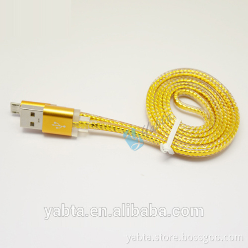 shenzhen factory flat usb cable, metal housing usb data cable, usb cable for iphone 6 and samsung